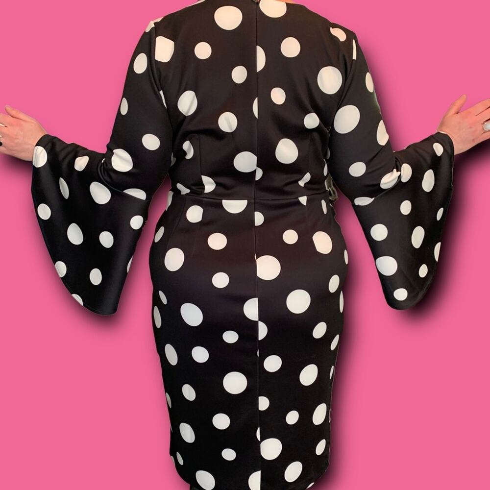 Polka Dot Dress Size 18 NEW ELOQUII Scuba Dress Black and White - Picture 8 of 15